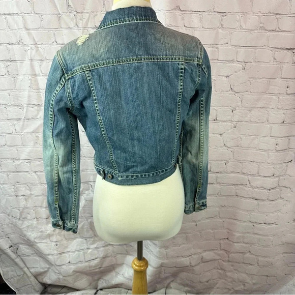 american eagle outfitters jean denim jacket sz medium boho western streetwear - Picture 3 of 6